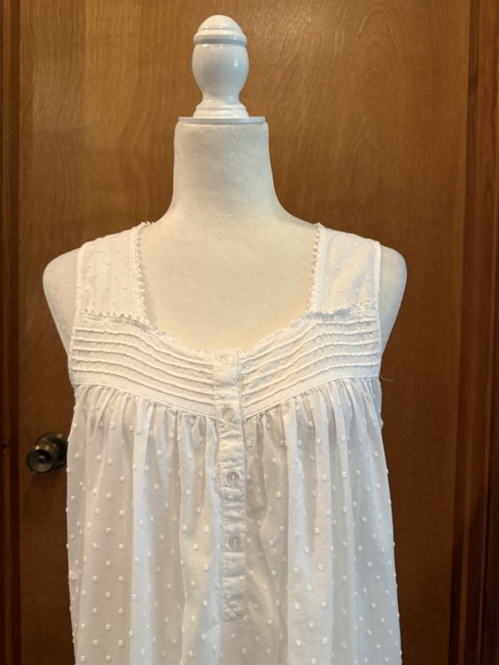 Adonna Nightgown Medium 100% Cotton White Cottagecore Victorian Swiss Dot Lace